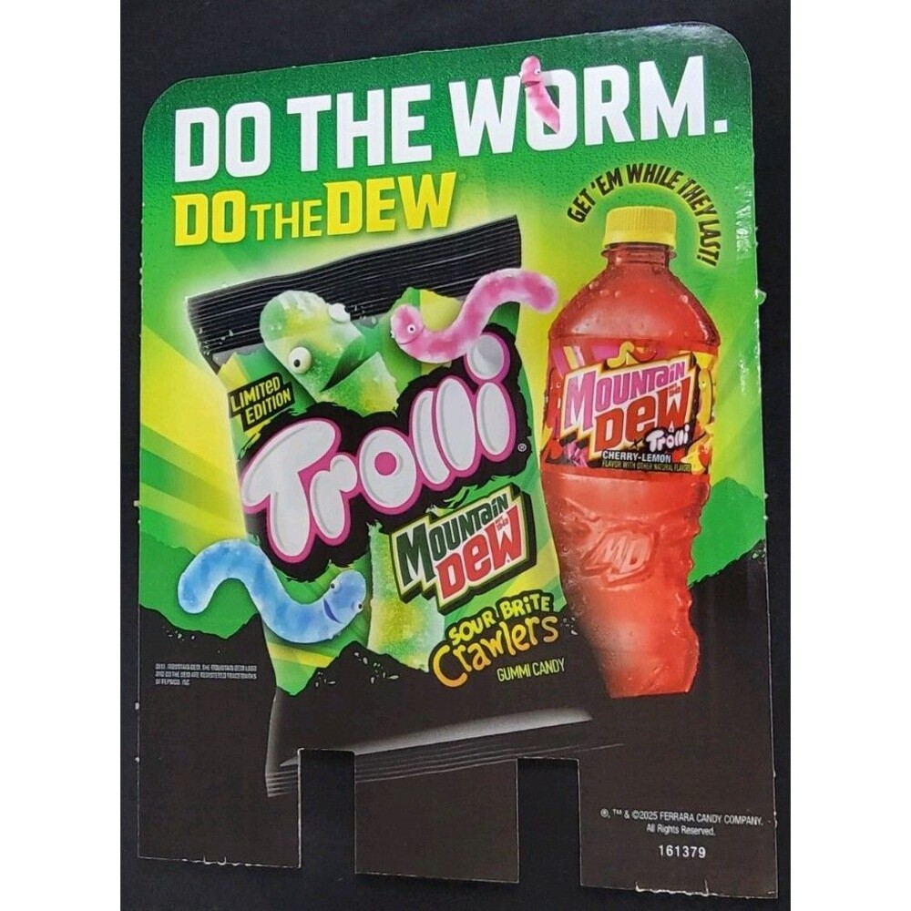 Mountain Dew/ Trolli Shipper Display Card Topper Dobthe Worm Do The Dew No Candy